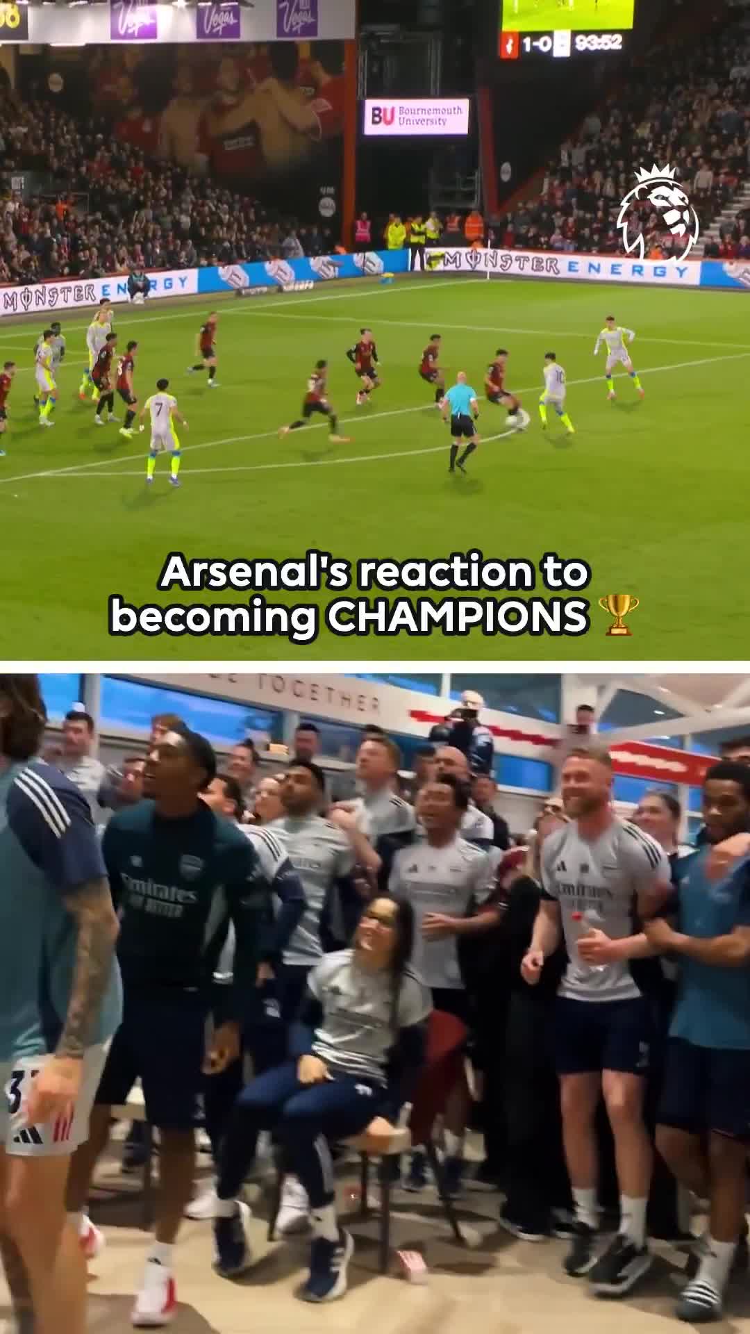 Arsenal players' reaction to Manchester City vs Bournemouth match