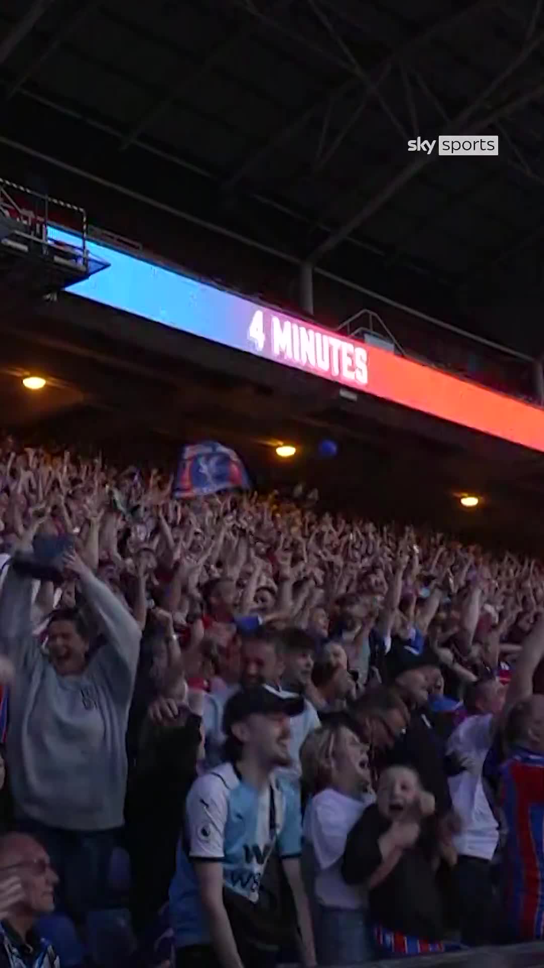 Crystal Palace fans celebrating Jean-Philippe Mateta's Europa Conference League winning strike at Selhurst Park
