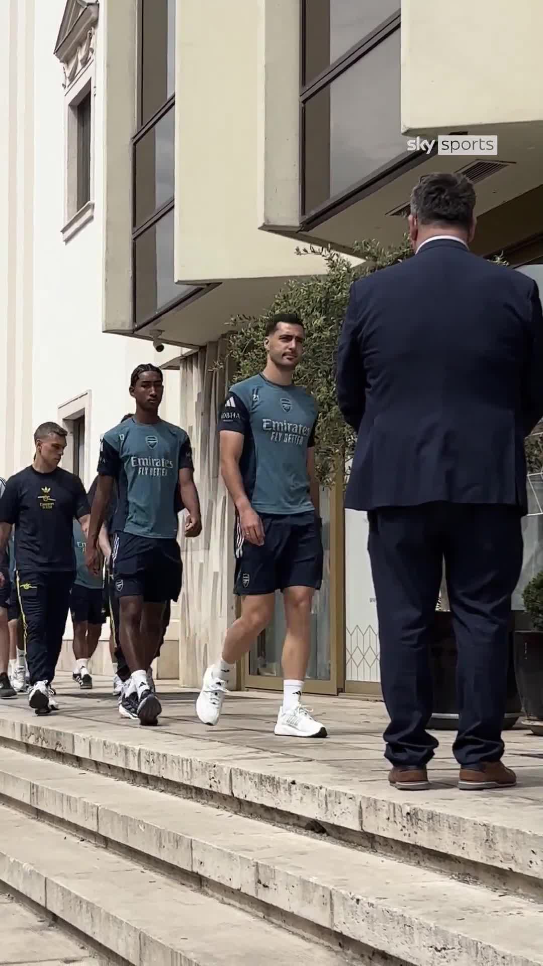 The Arsenal squad returning from their morning walk.