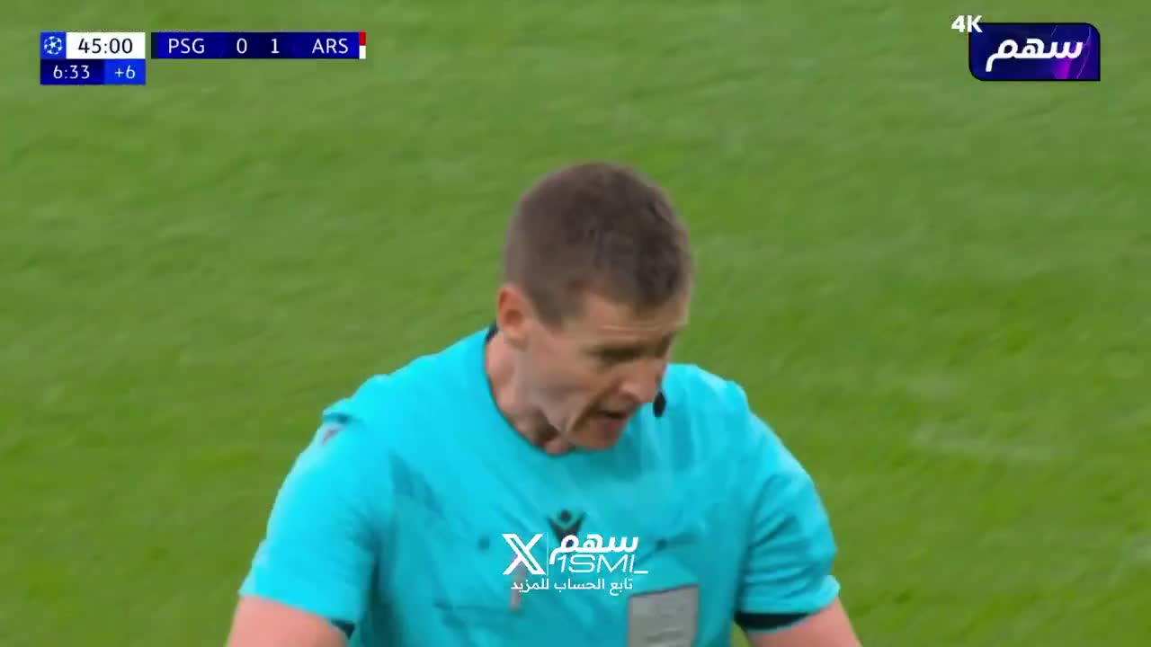 The referee blows the whistle for the end of the first half before Arsenal can take their corner kick!