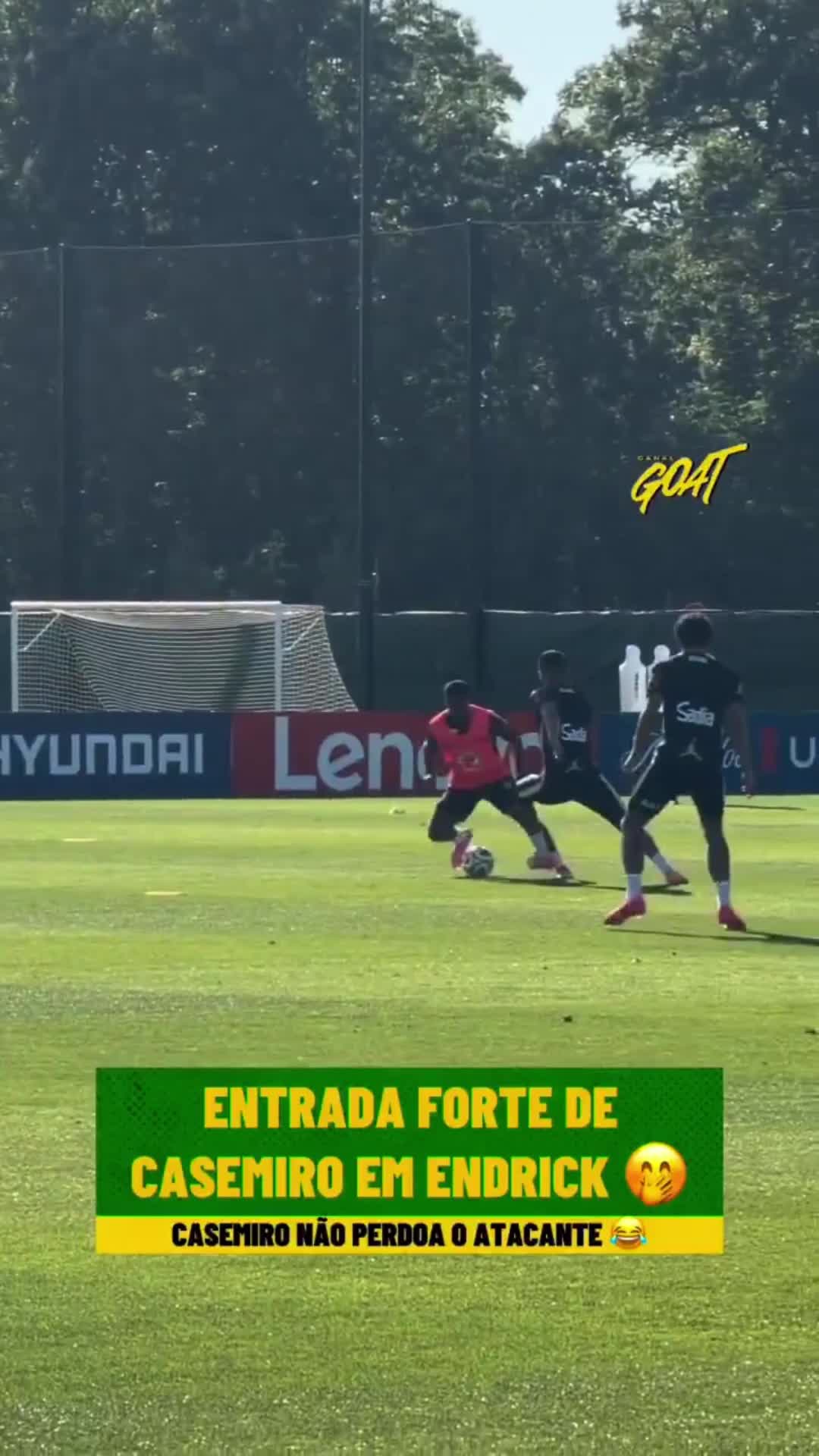Casemiro's strong tackle on Endrick during today's Brazilian National Team training session. (2)