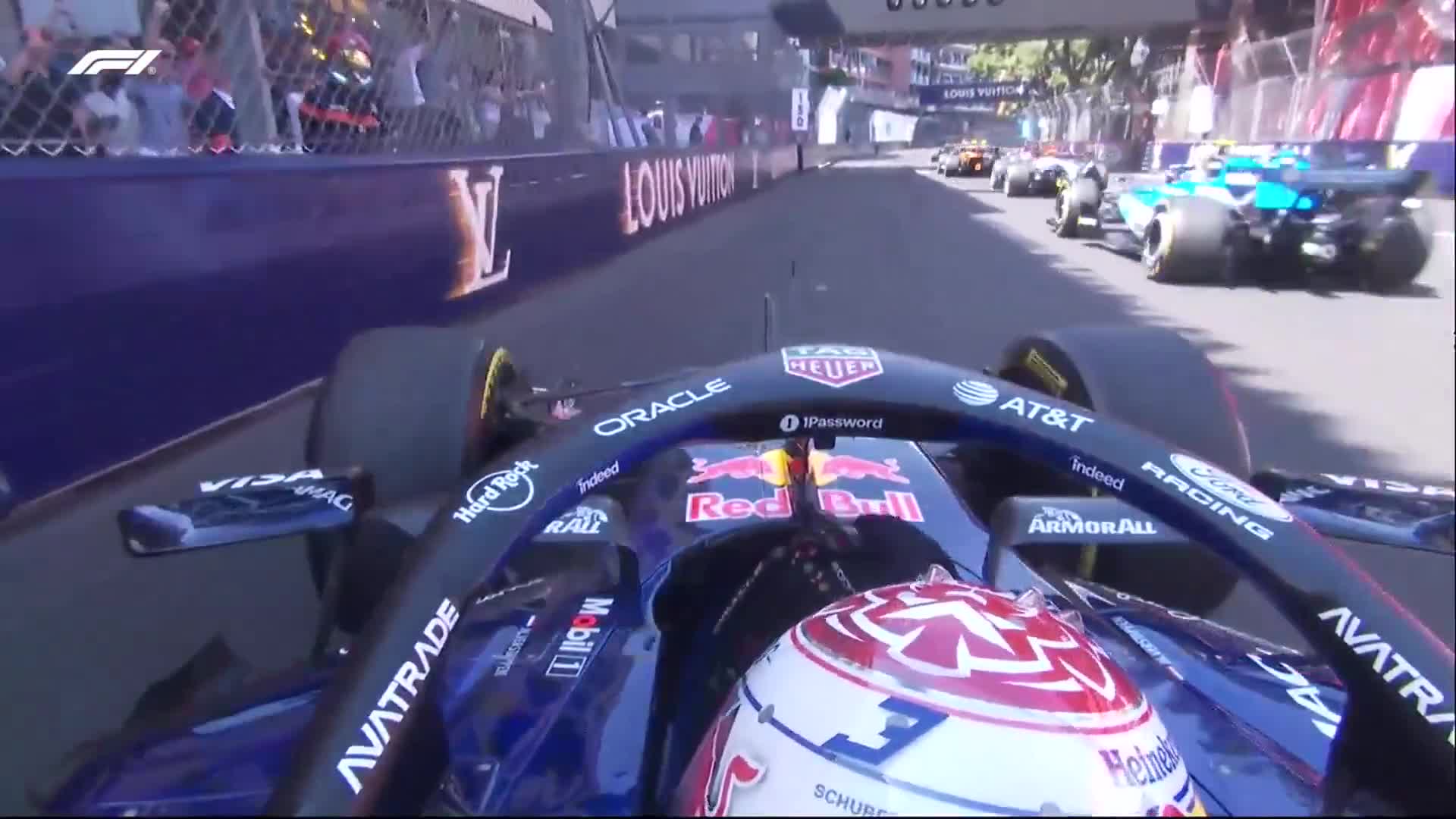 Onboard with Verstappen as he fails to make it off the grid here in Monaco