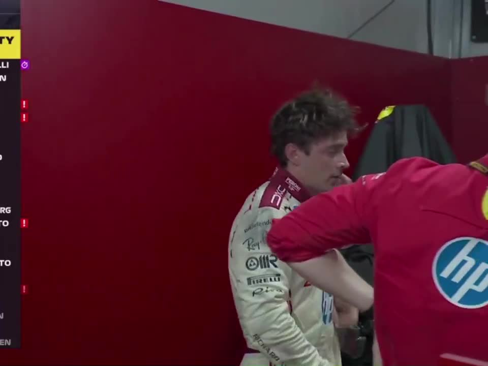 Charles Leclerc's reaction after the crash