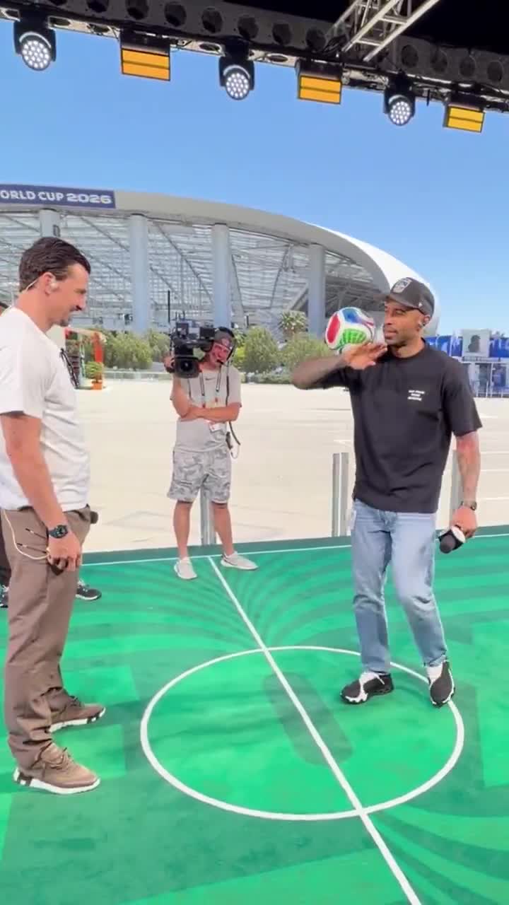 Arsenal legend Thierry Henry doing kick ups with Zlatan Ibrahimović at the World Cup