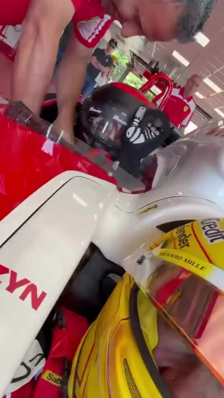 Lewis called to his brother to ride with him in a three-seater Ferrari F1 car.