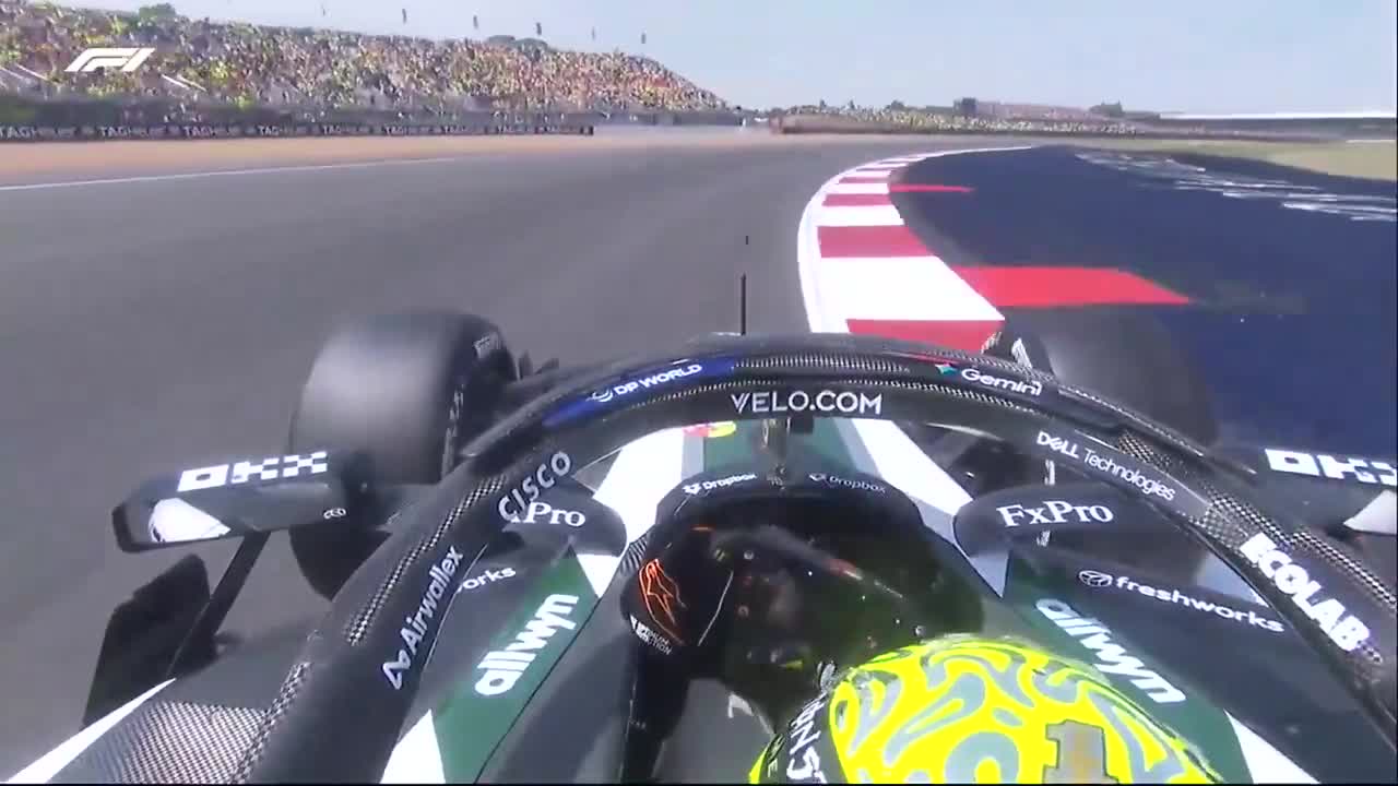 Lando waves to the fans sitting in his grandstand
