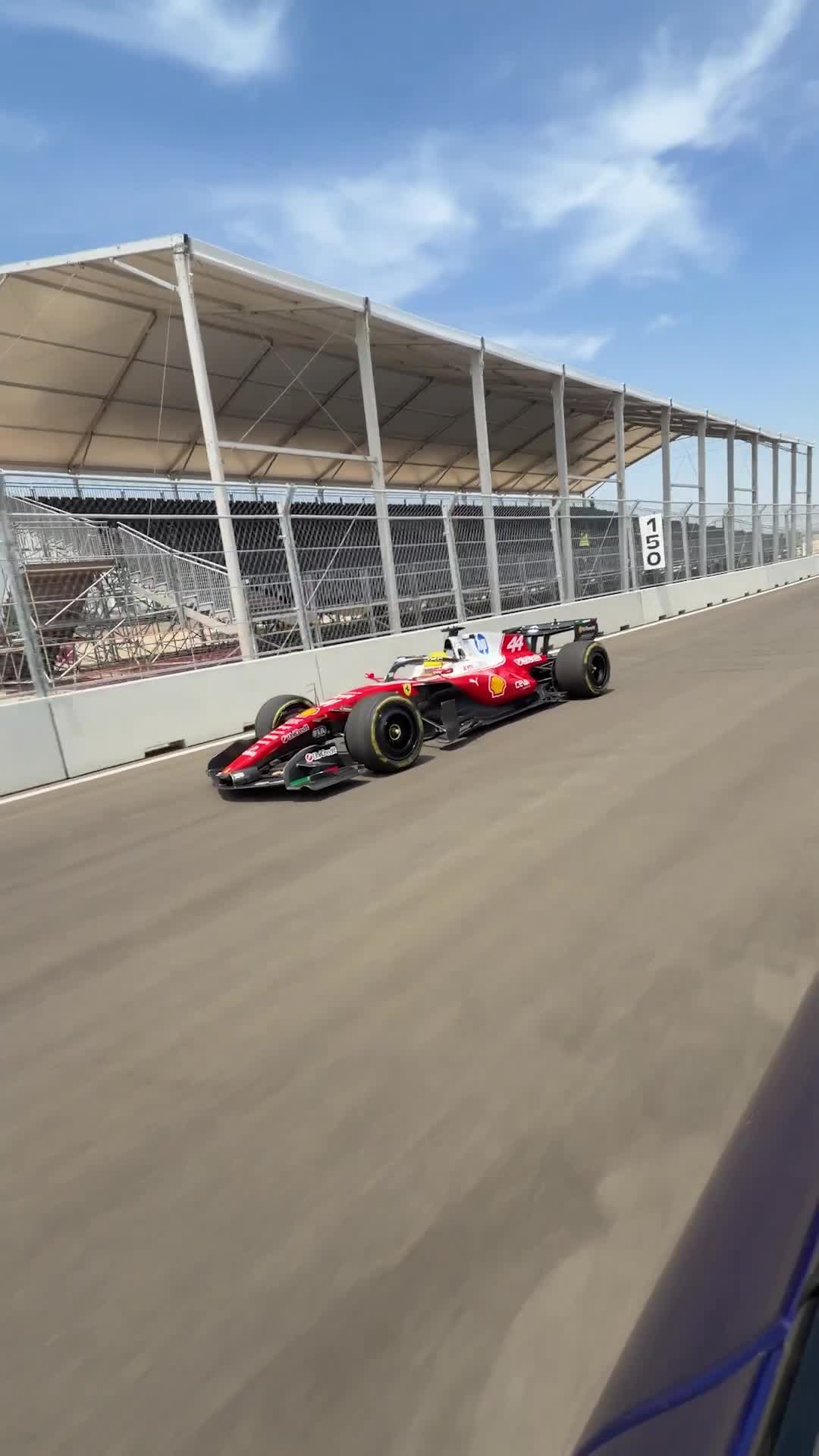 Charles drives while Lewis is out on track for a filming day