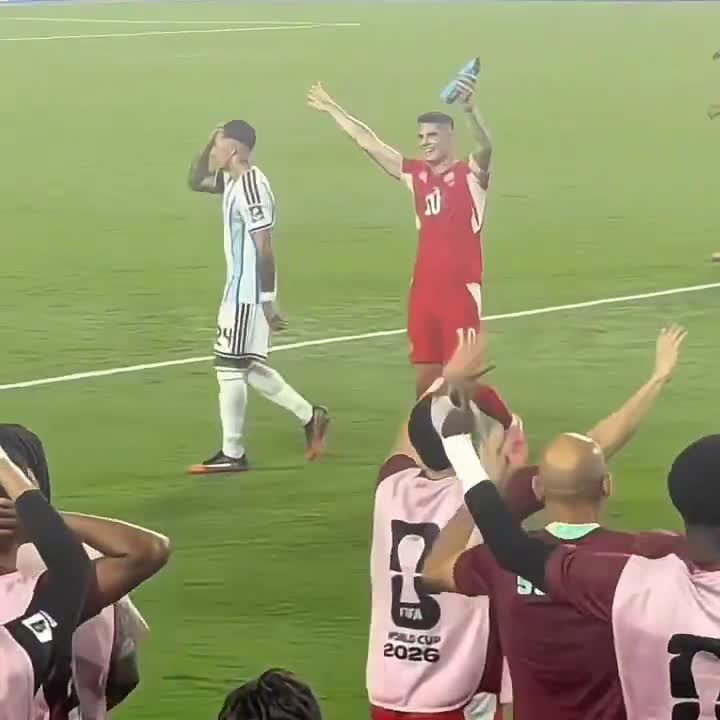 xhaka after embolo red card