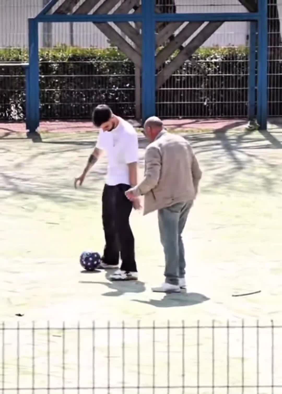 Bruno Fernandes playing football with his Father and his Son