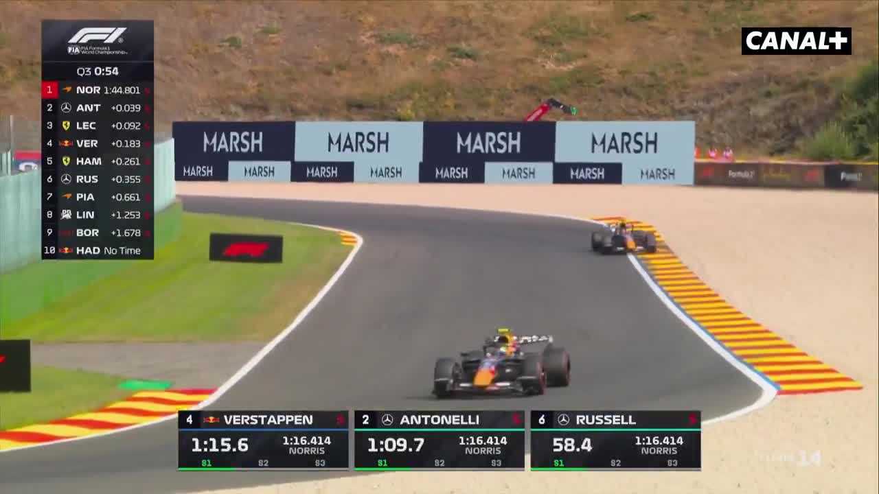 The slipstream between the two Red Bulls during the final moments of Q3 at Spa