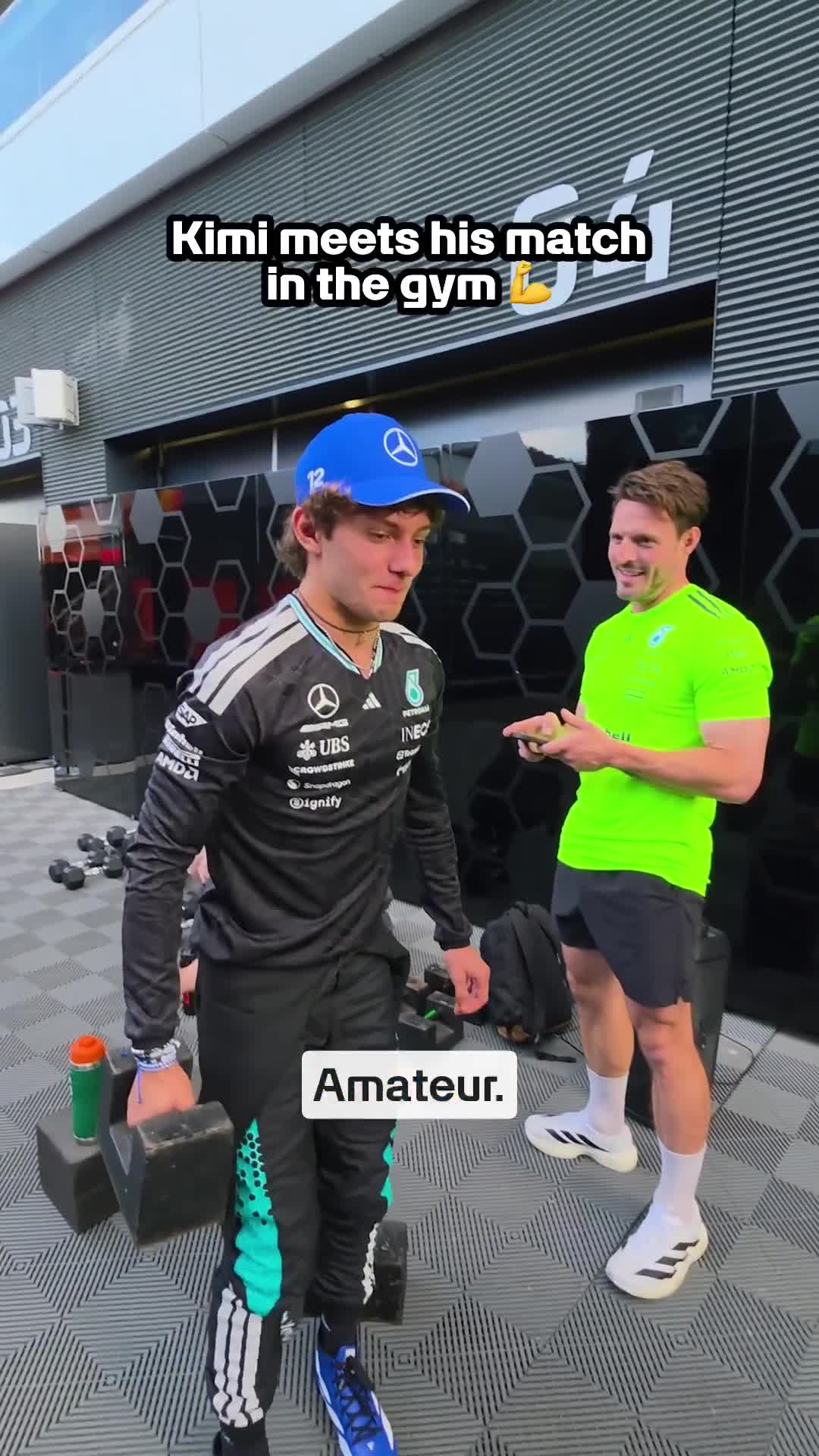 Kimi's battle with the dumbbells