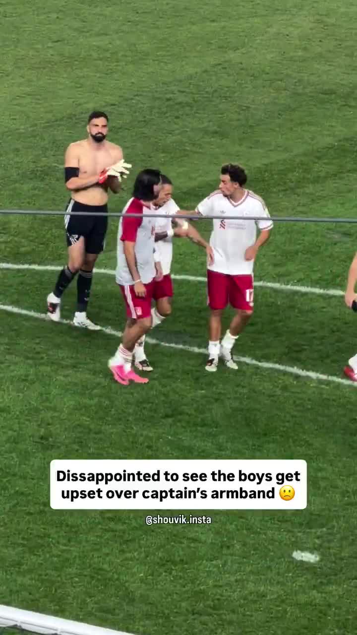 Liverpool players fighting and captain's armband thrown on the floor, they’re falling apart