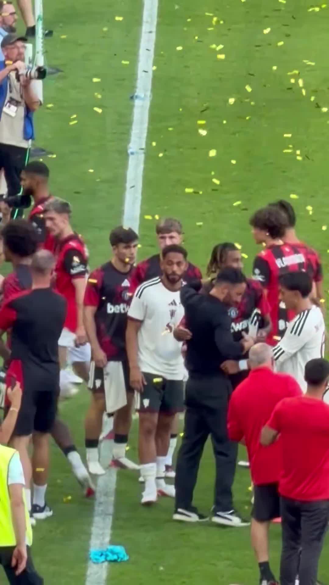 Ruben Amorim and several of our players after the match with AC Milan