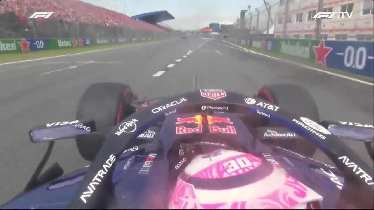 Full footage of Max Verstappen's crash from Liam Lawson's point of view
