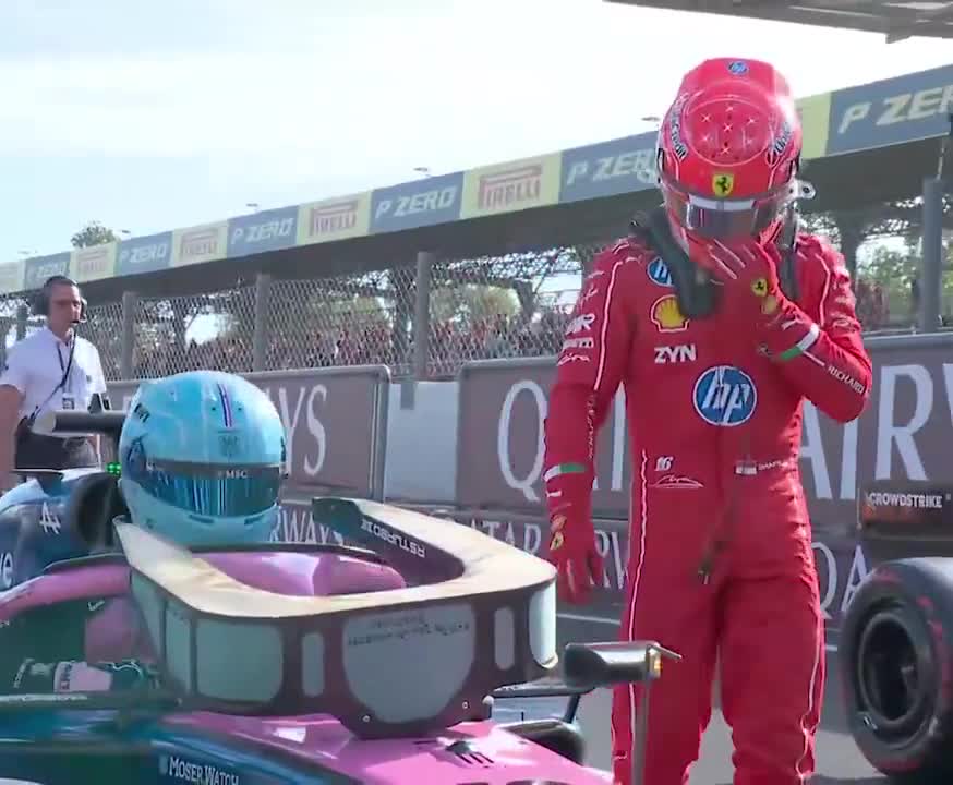 Lewis Hamilton congratulates Pierre Gasly after his pole position