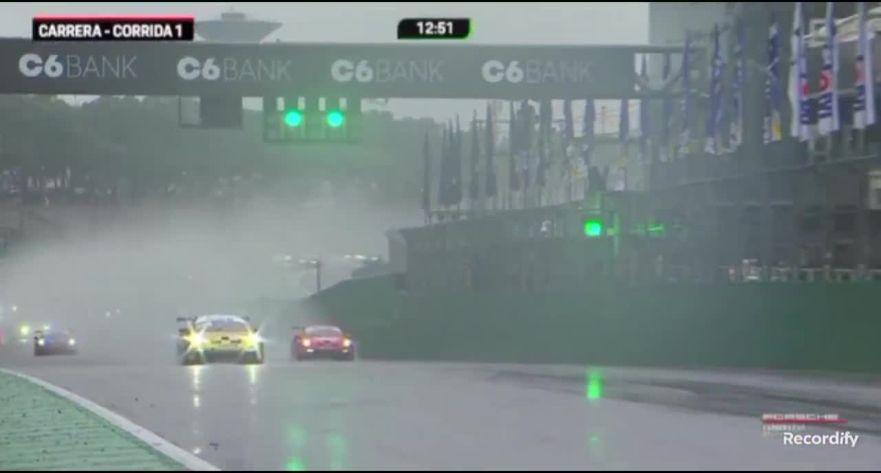 The Accident that ended the Porsche Cup Carrera Cup category race earlier at Interlagos. All drivers involved are well.