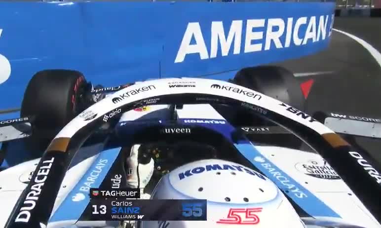 Carlos Sainz has a close call with the wall