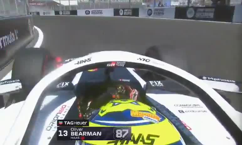 Ollie Bearman is in the barrier at the end of FP3