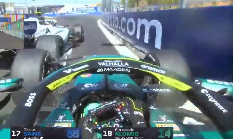 Alonso and Sainz make contact while fighting for 17th place