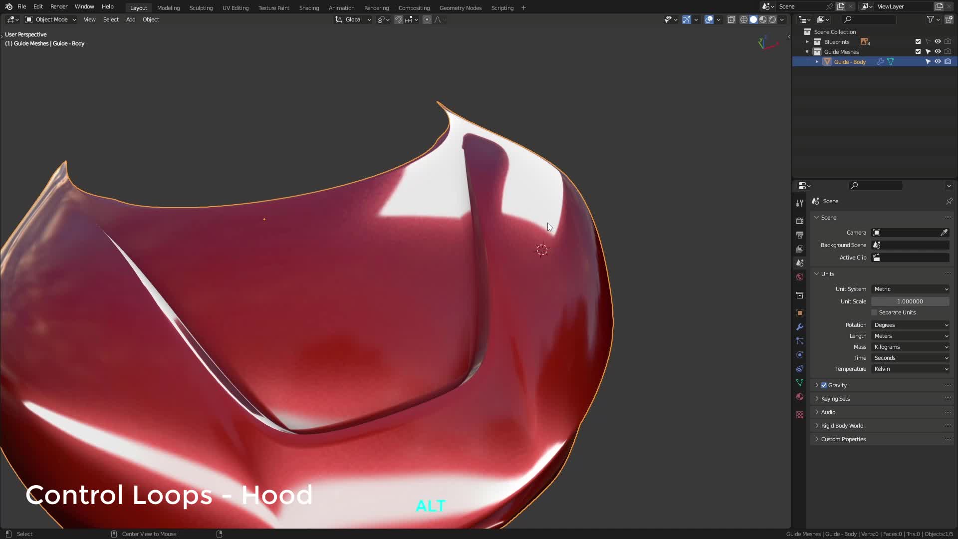 B3D - Cars IO - 03 - Modeling - Exterior - Guide Meshes - 10 - Control Loops - Hood