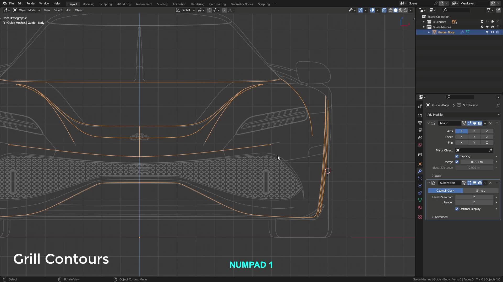 B3D - Cars IO - 03 - Modeling - Exterior - Guide Meshes - 05 - Grill Contours