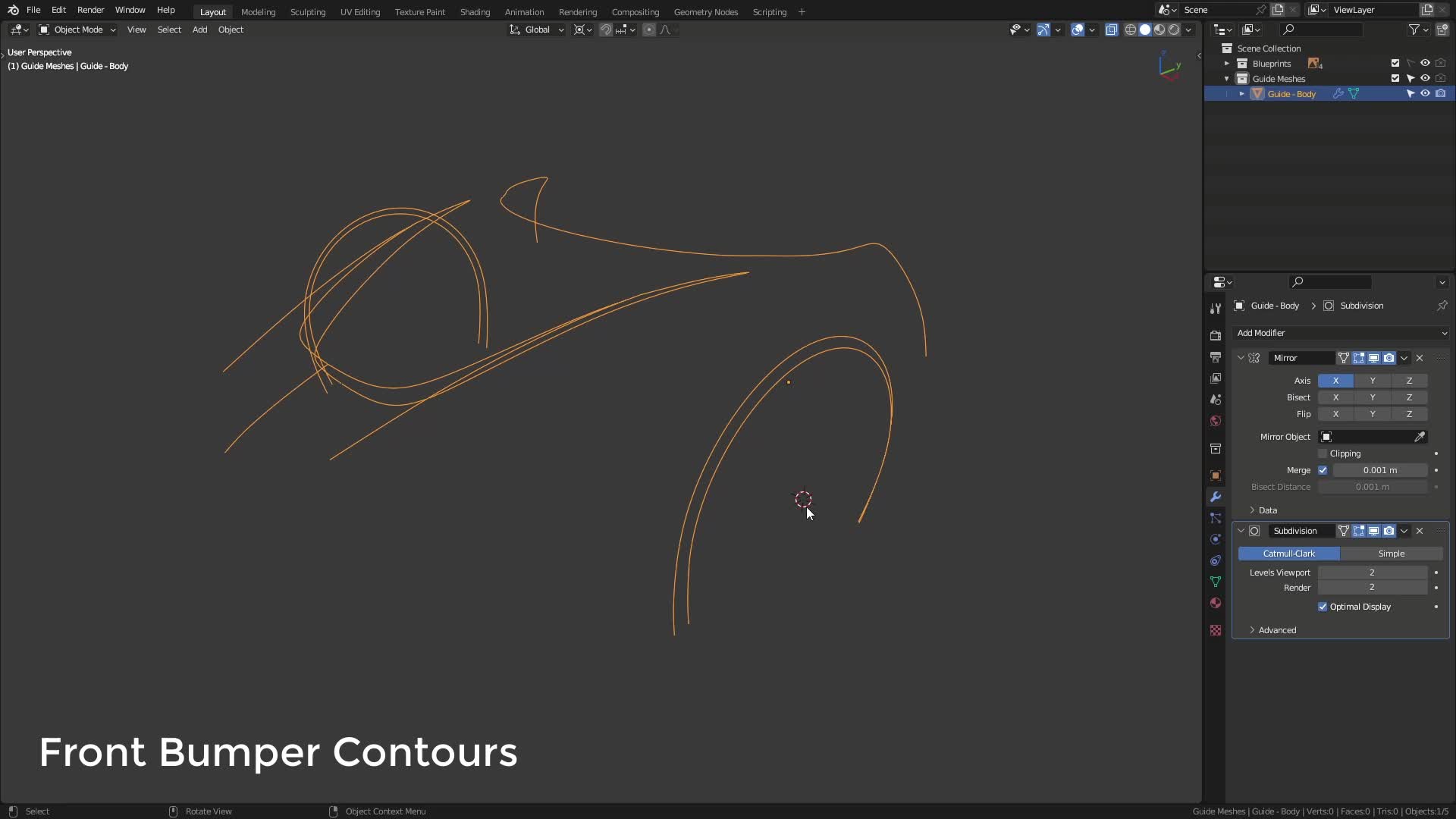 B3D - Cars IO - 03 - Modeling - Exterior - Guide Meshes - 04 - Front Bumper Contours