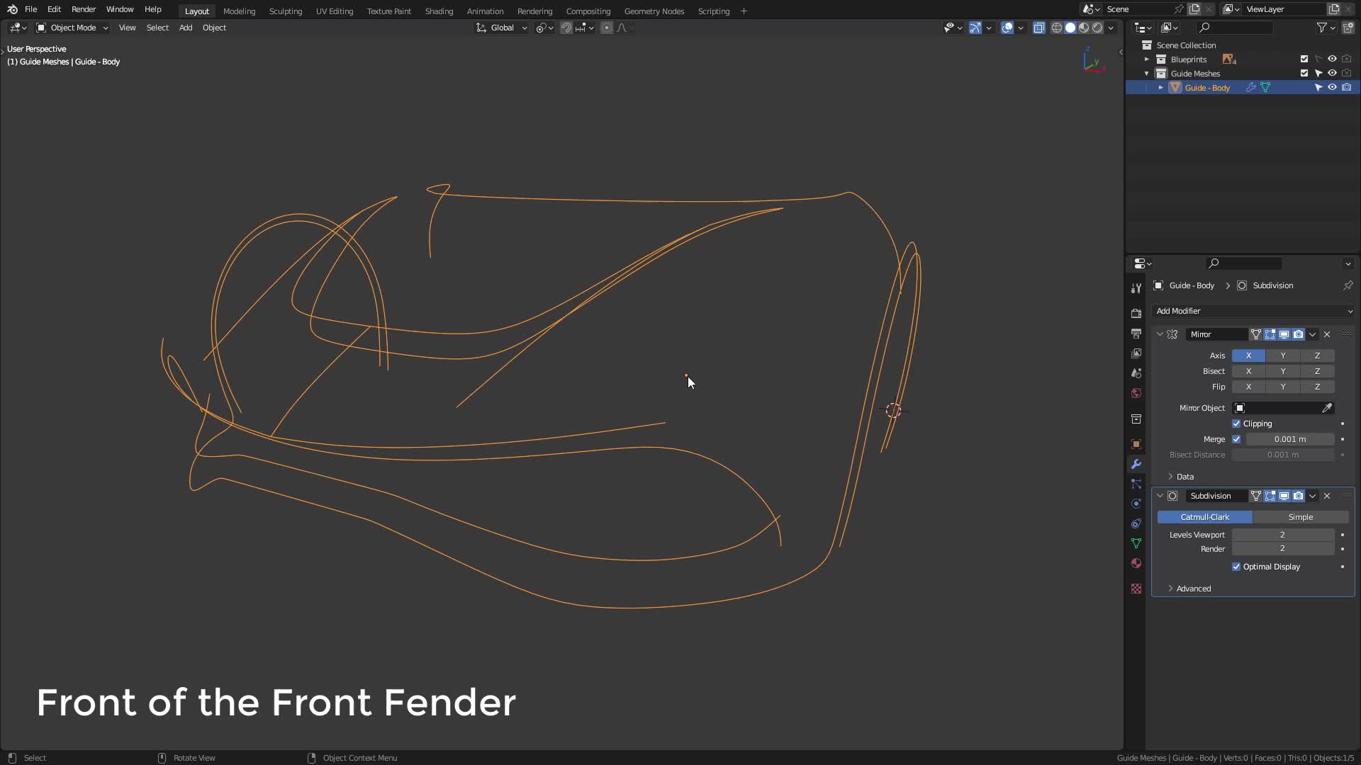 B3D - Cars IO - 03 - Modeling - Exterior - Guide Meshes - 06 - Front of the Front Fender
