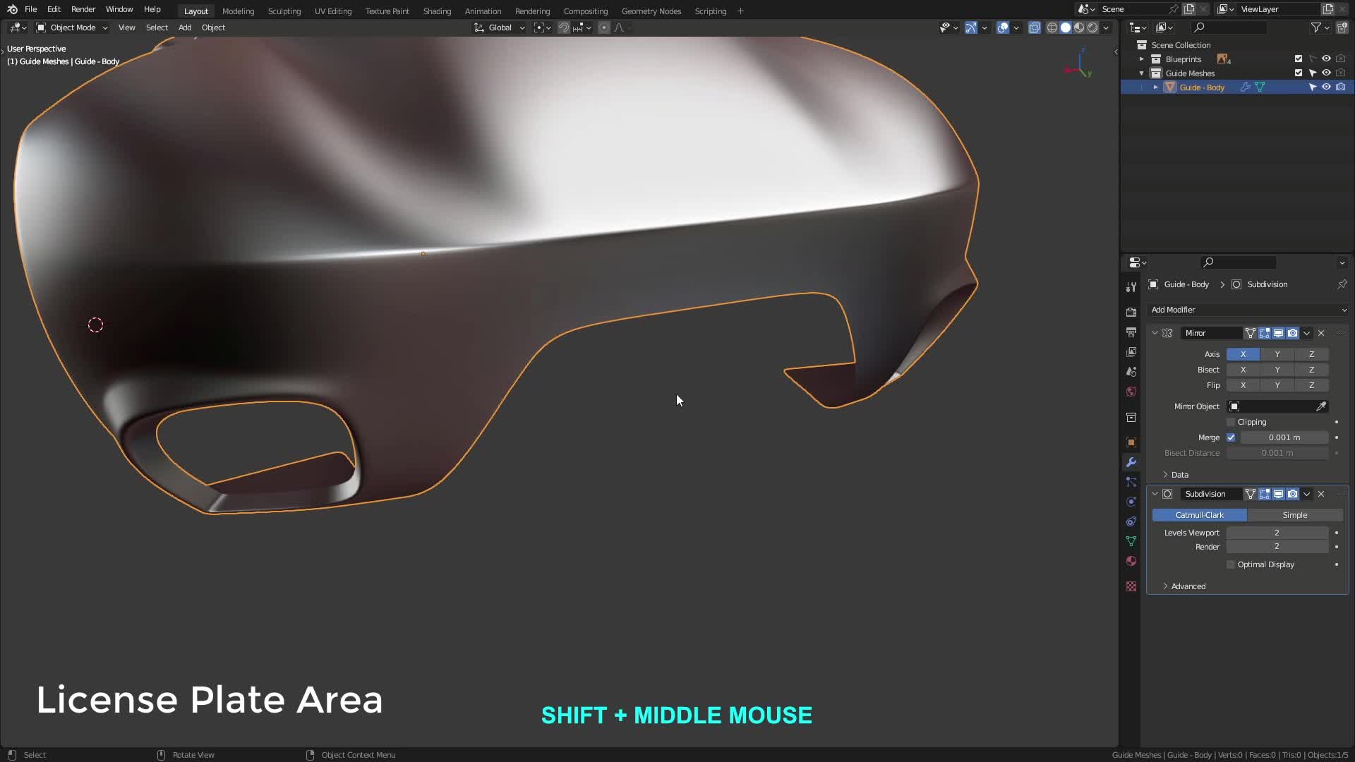 B3D - Cars IO - 03 - Modeling - Exterior - Guide Meshes - 20 - License Plate Area
