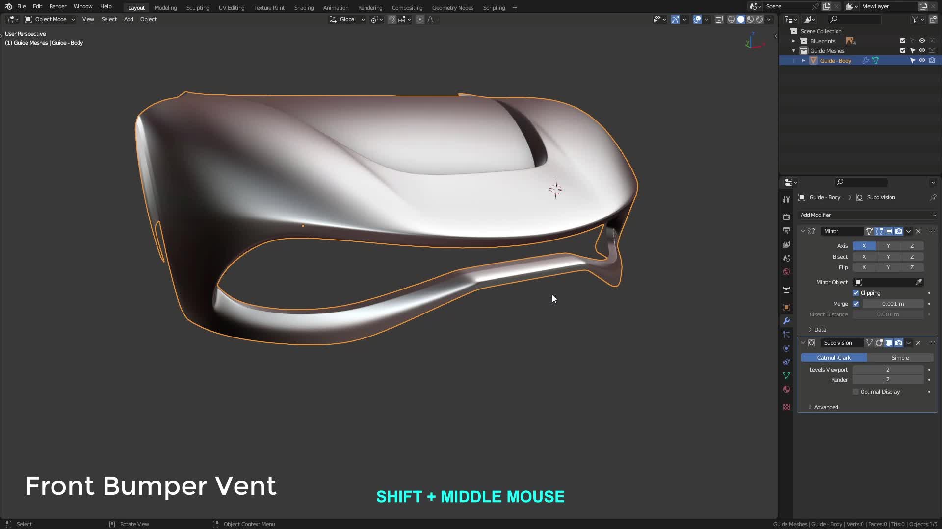 B3D - Cars IO - 03 - Modeling - Exterior - Guide Meshes - 11 - Front Bumper Vent