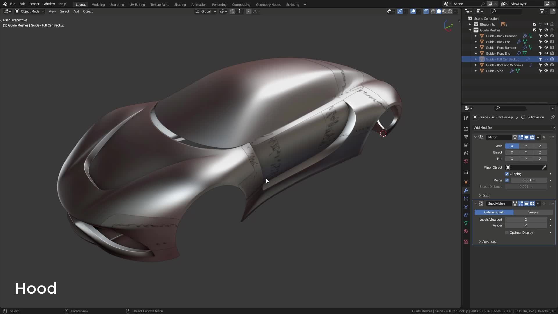 B3D - Cars IO - 04 - Modeling - Exterior - Final Panels - 01 - Hood