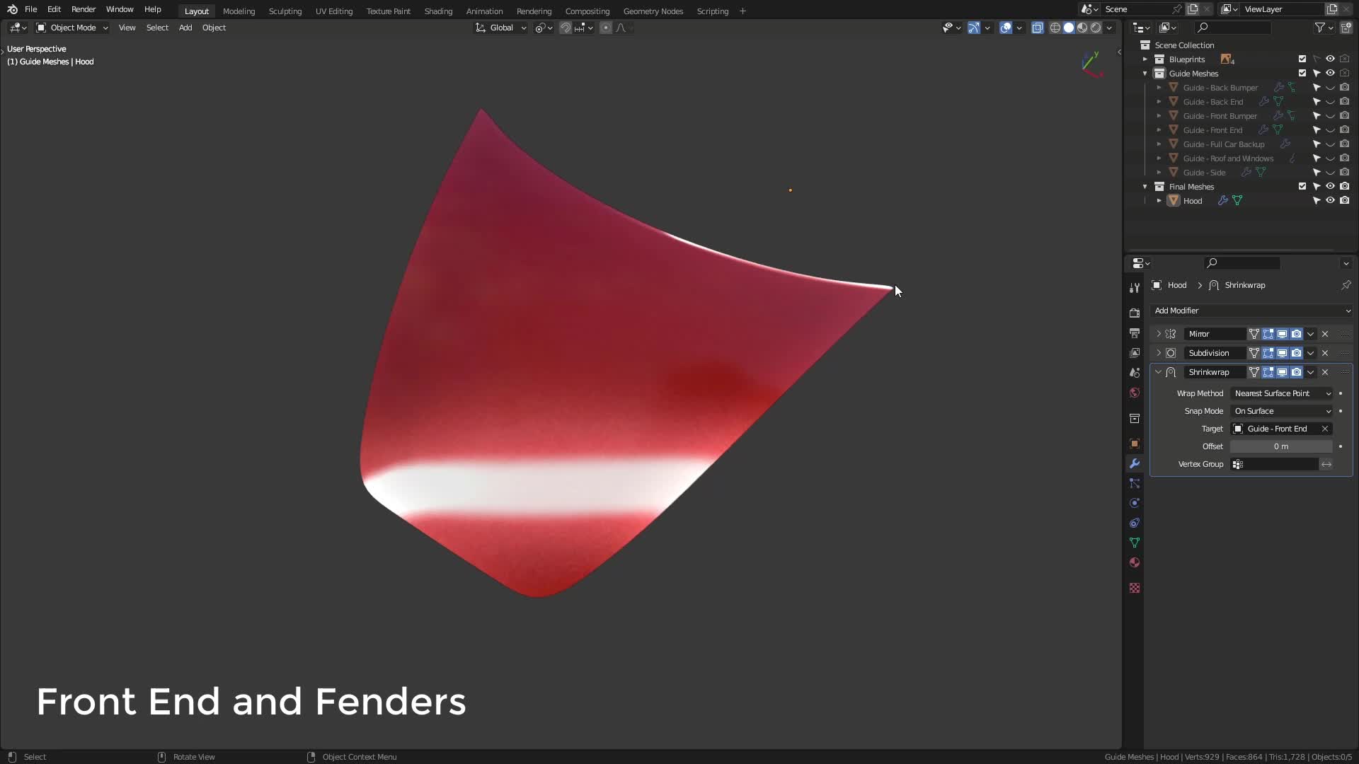 B3D - Cars IO - 04 - Modeling - Exterior - Final Panels - 02 - Front End and Fenders