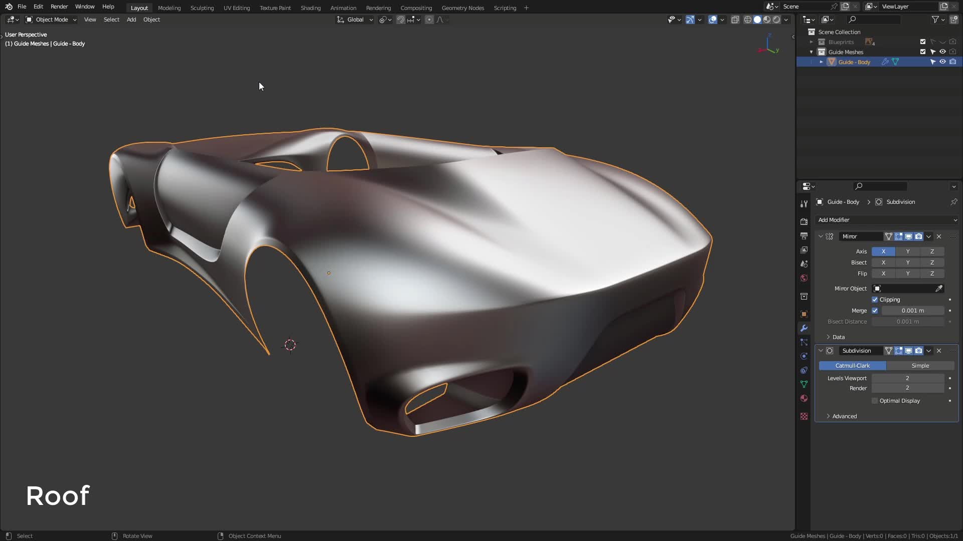 B3D - Cars IO - 03 - Modeling - Exterior - Guide Meshes - 21 - Roof