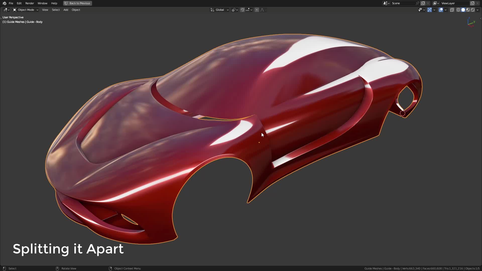 B3D - Cars IO - 03 - Modeling - Exterior - Guide Meshes - 24 - Splitting it Apart