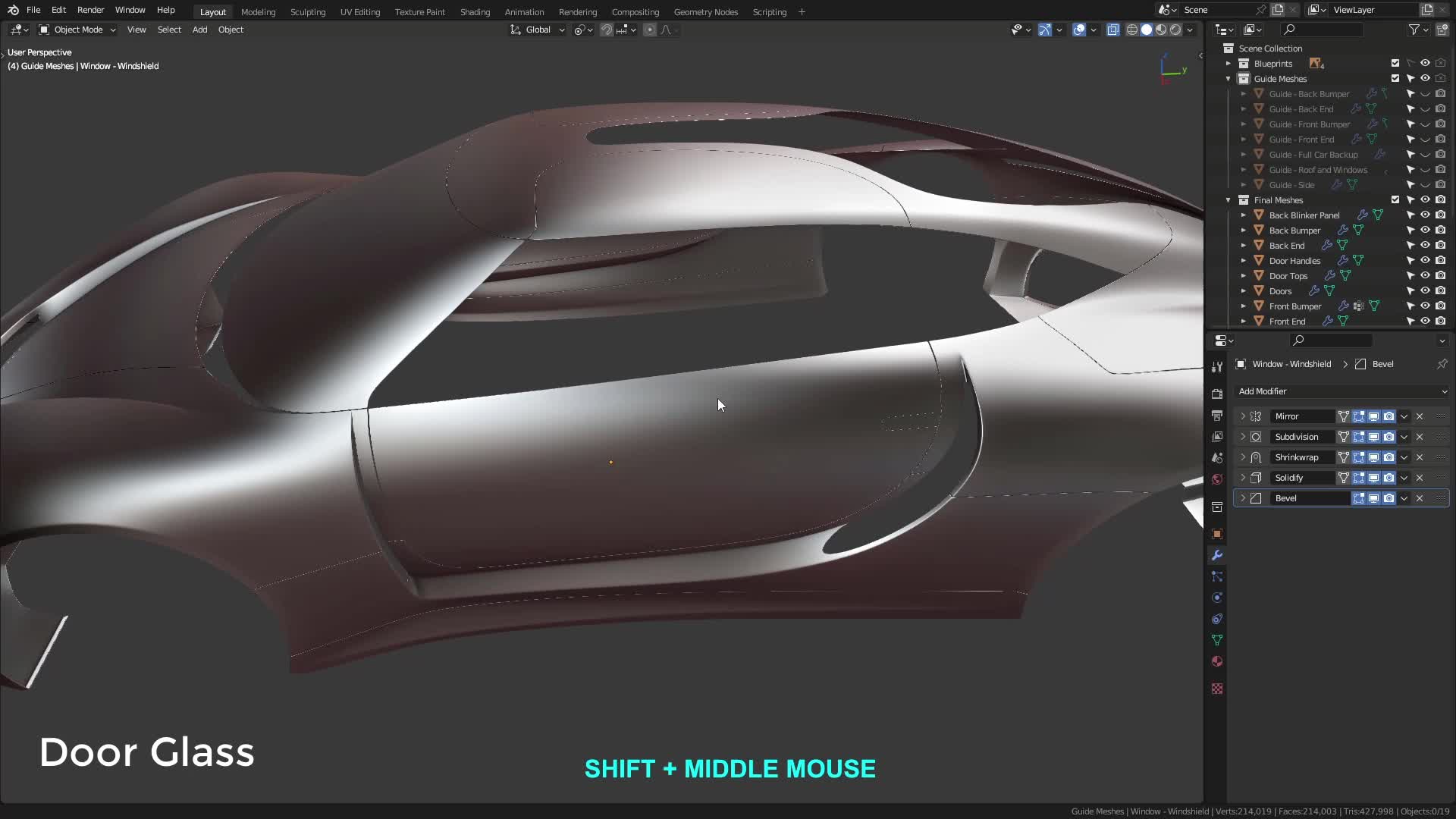 B3D - Cars IO - 05 - Modeling - Exterior - Windows - 02 - Door Glass