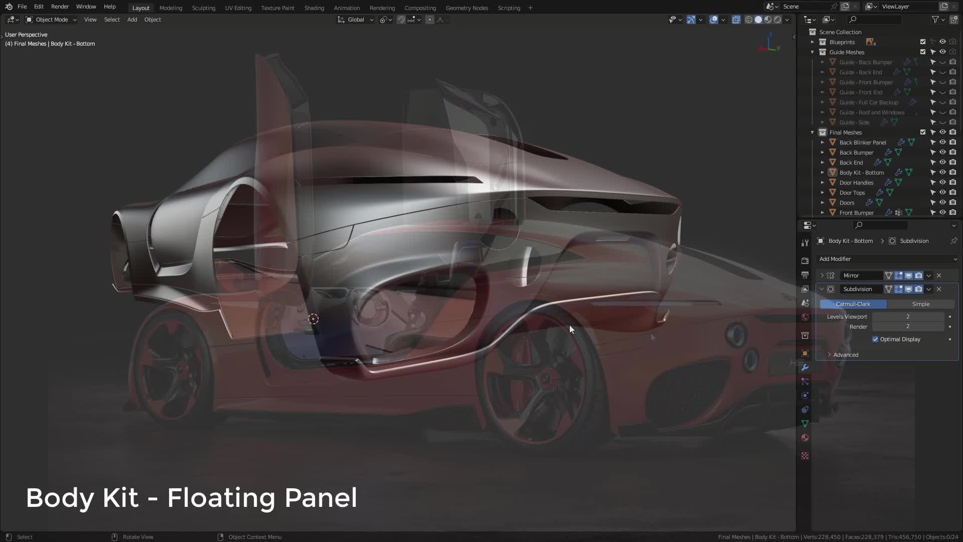 B3D - Cars IO - 06 - Modeling - Exterior - Plastics - 04 - Body Kit - Floating Panel