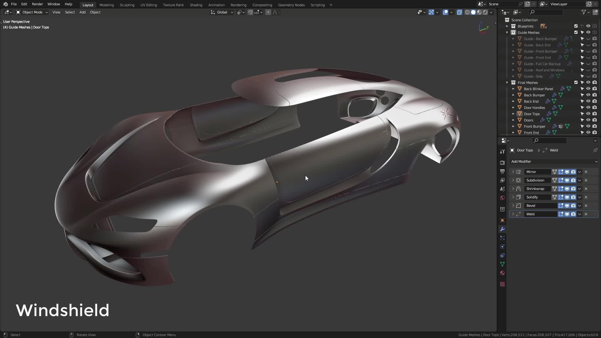 B3D - Cars IO - 05 - Modeling - Exterior - Windows - 01 - Windshield