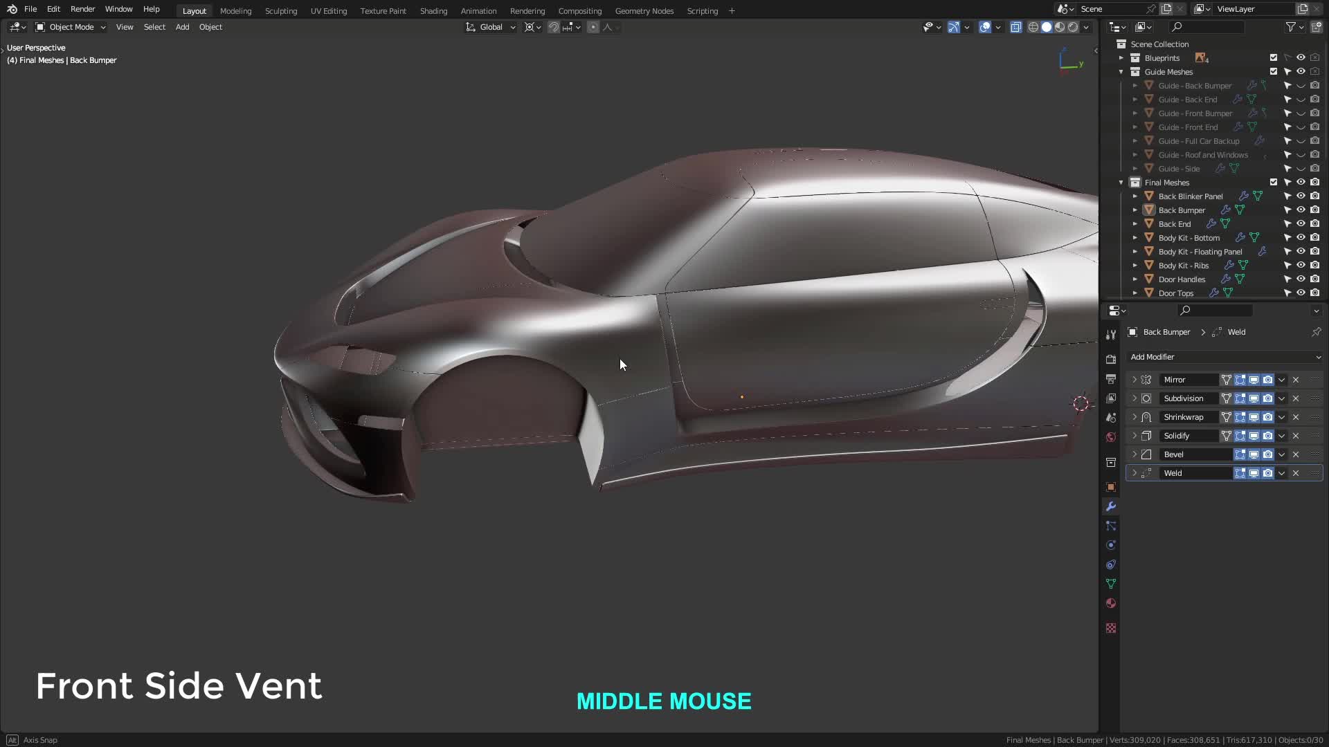 B3D - Cars IO - 06 - Modeling - Exterior - Plastics - 07 - Front Side Vent