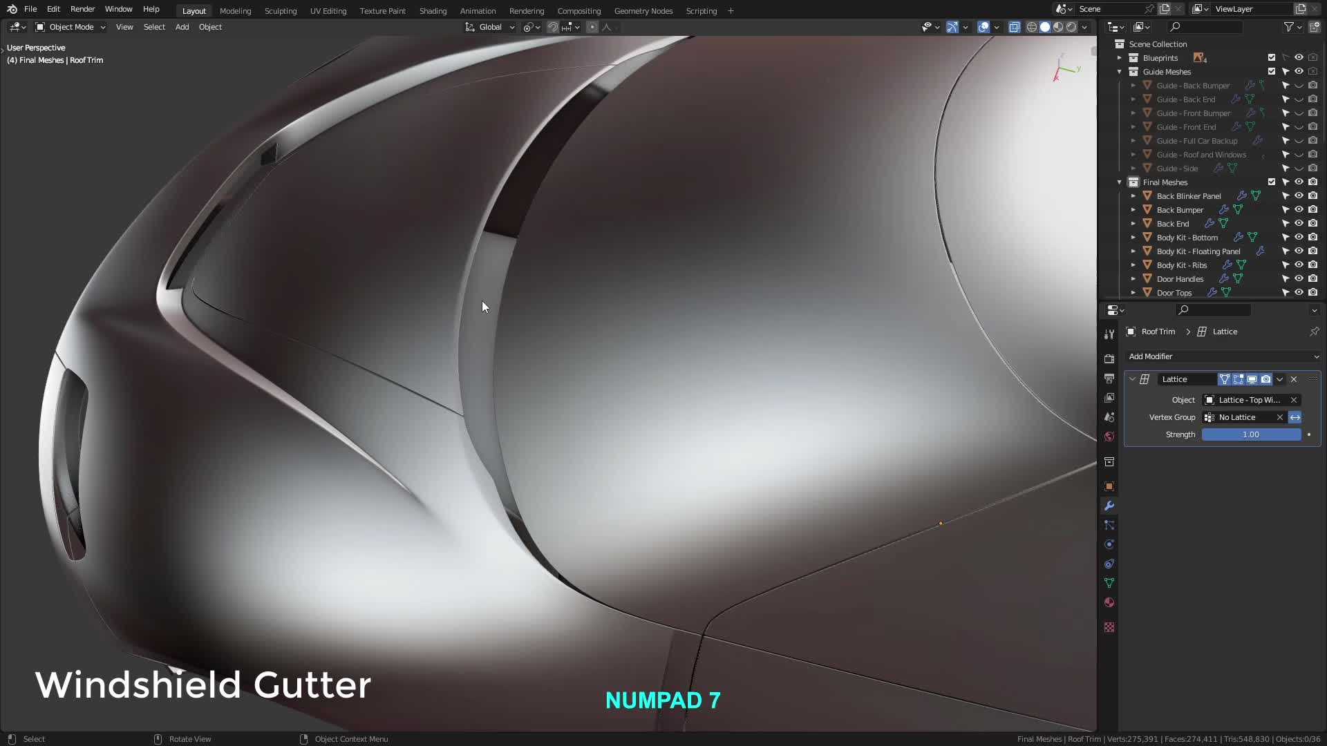 B3D - Cars IO - 06 - Modeling - Exterior - Plastics - 14 - Windshield Gutter
