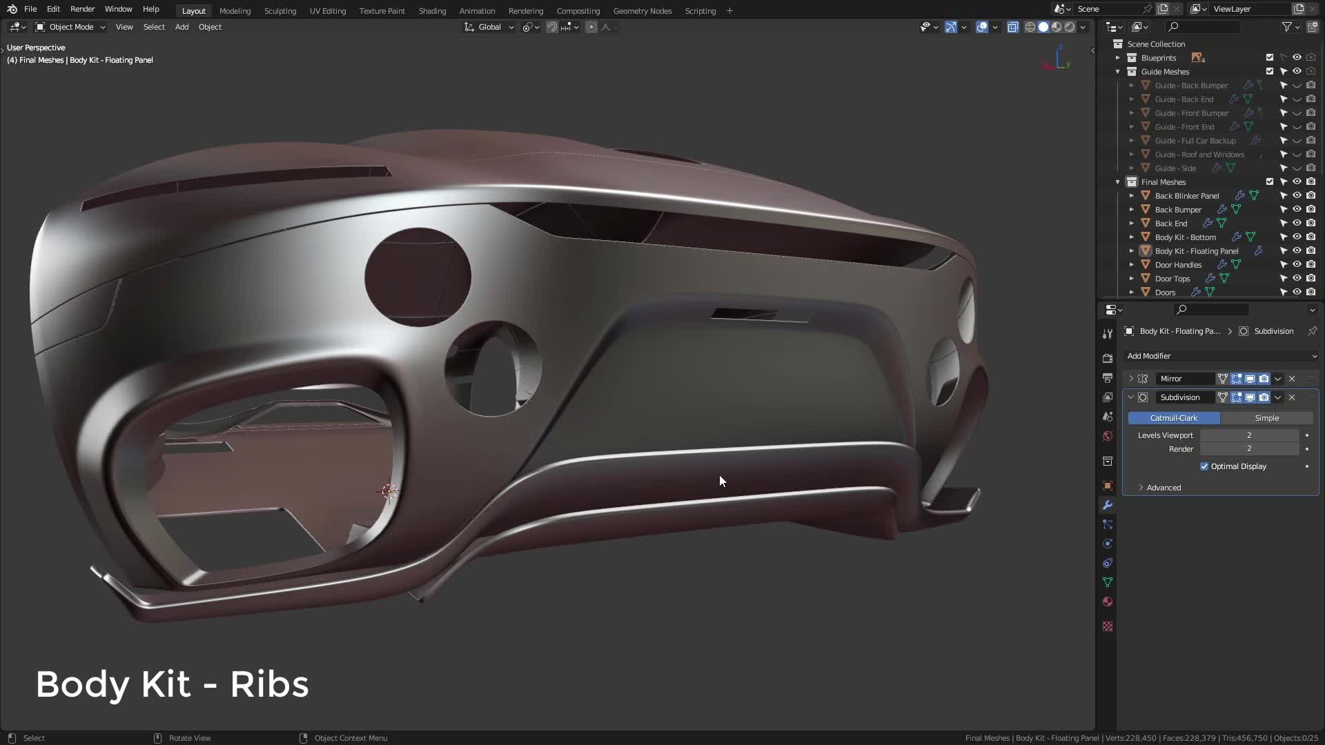 B3D - Cars IO - 06 - Modeling - Exterior - Plastics - 05 - Body Kit - Ribs