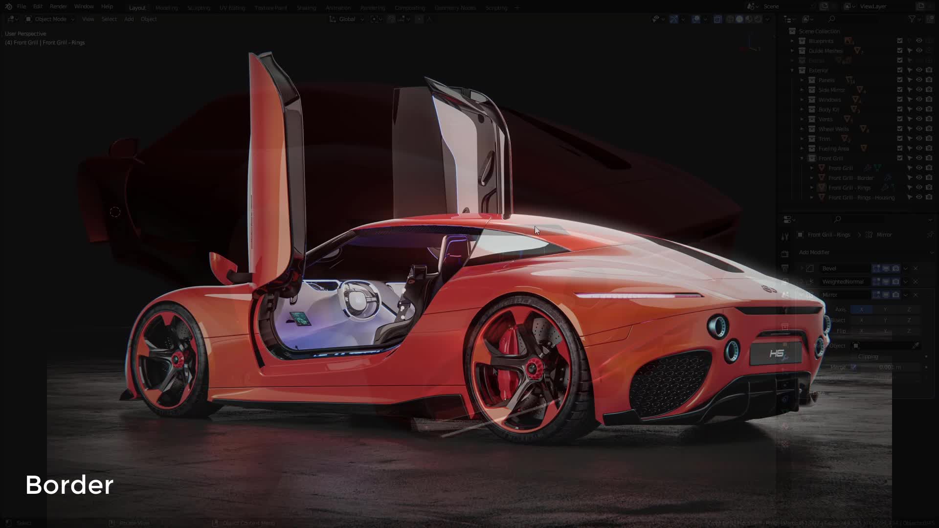 B3D - Cars IO - 09 - Modeling - Exterior - Back Grill - 01 - Border
