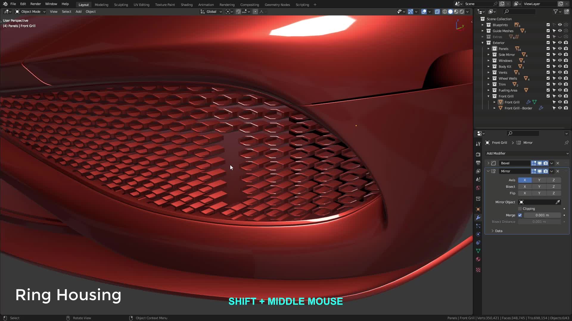 B3D - Cars IO - 08 - Modeling - Exterior - Front Grill - 03 - Ring Housing