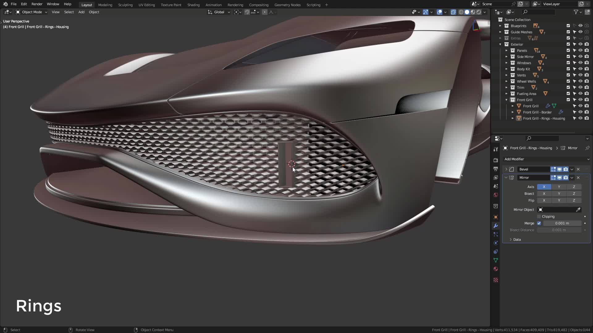 B3D - Cars IO - 08 - Modeling - Exterior - Front Grill - 04 - Rings