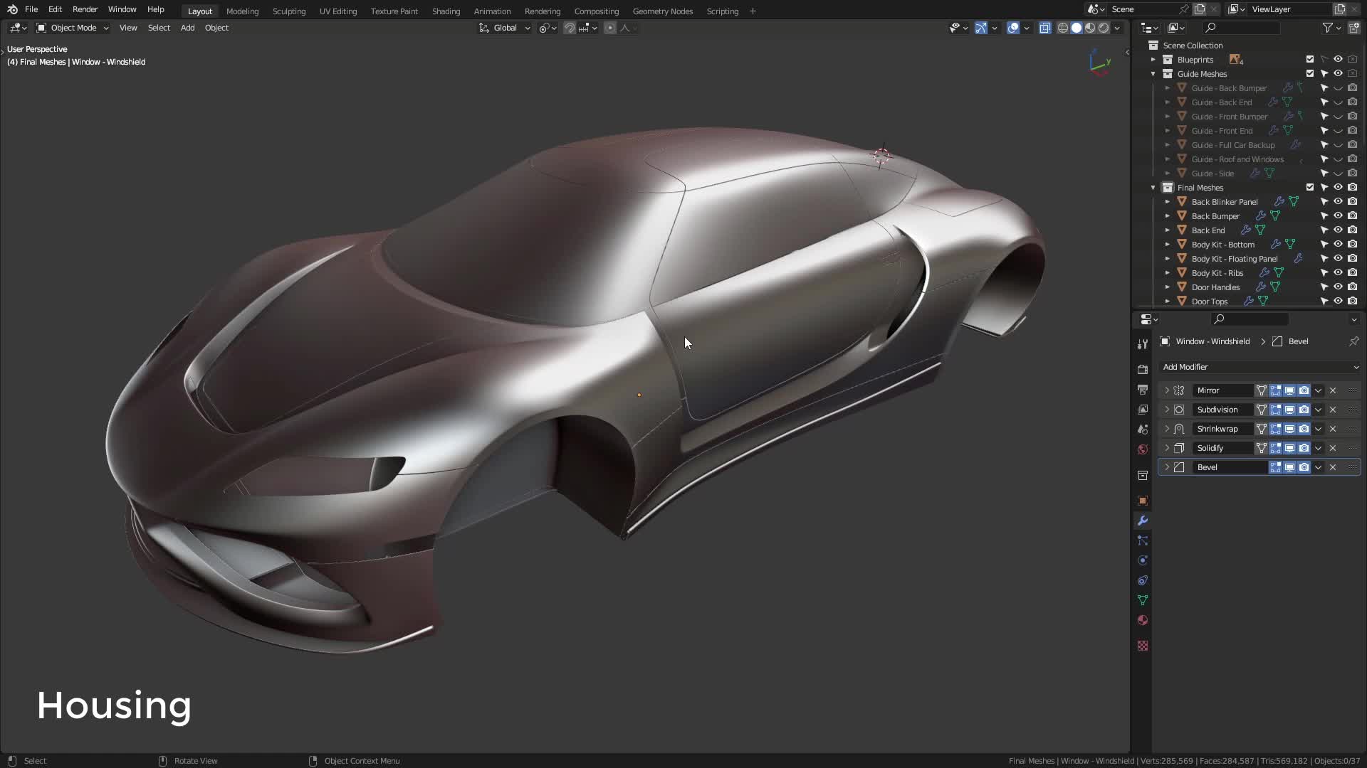 B3D - Cars IO - 07 - Modeling - Exterior - Side View Mirror - 01 - Housing