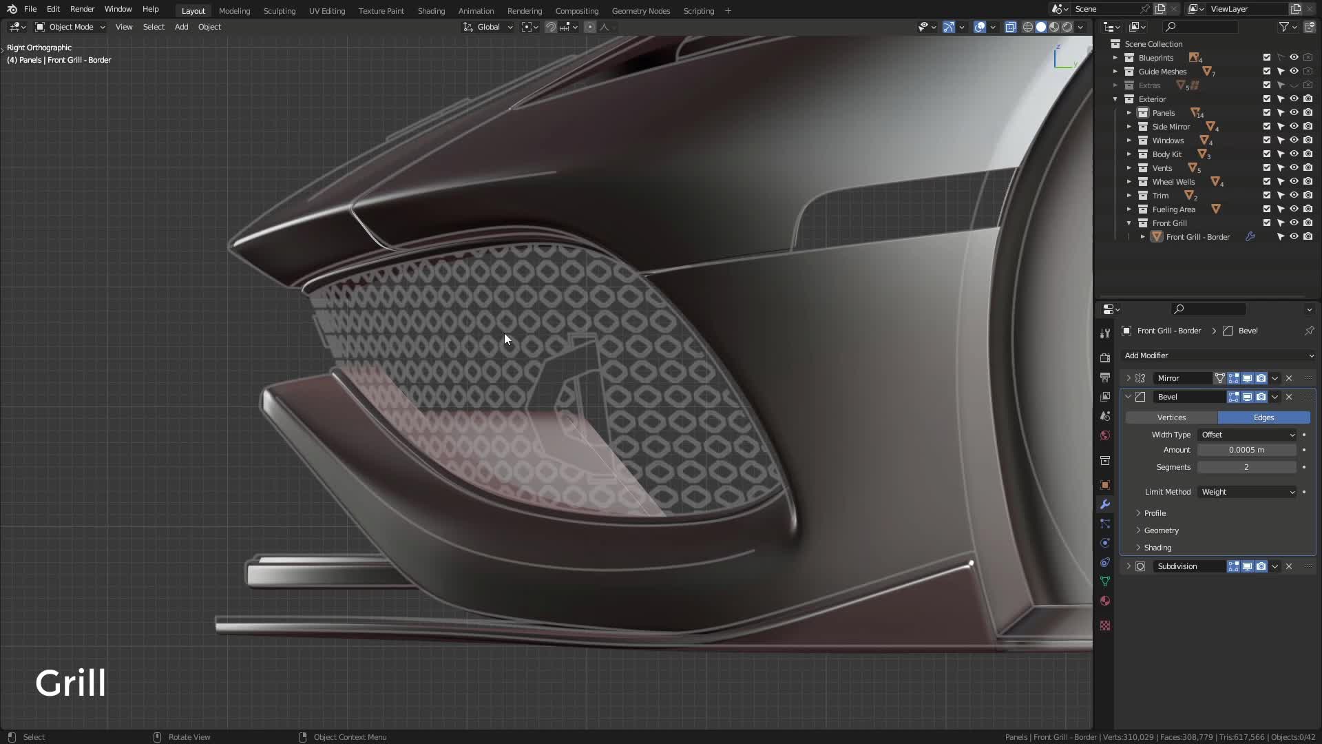 B3D - Cars IO - 08 - Modeling - Exterior - Front Grill - 02 - Grill