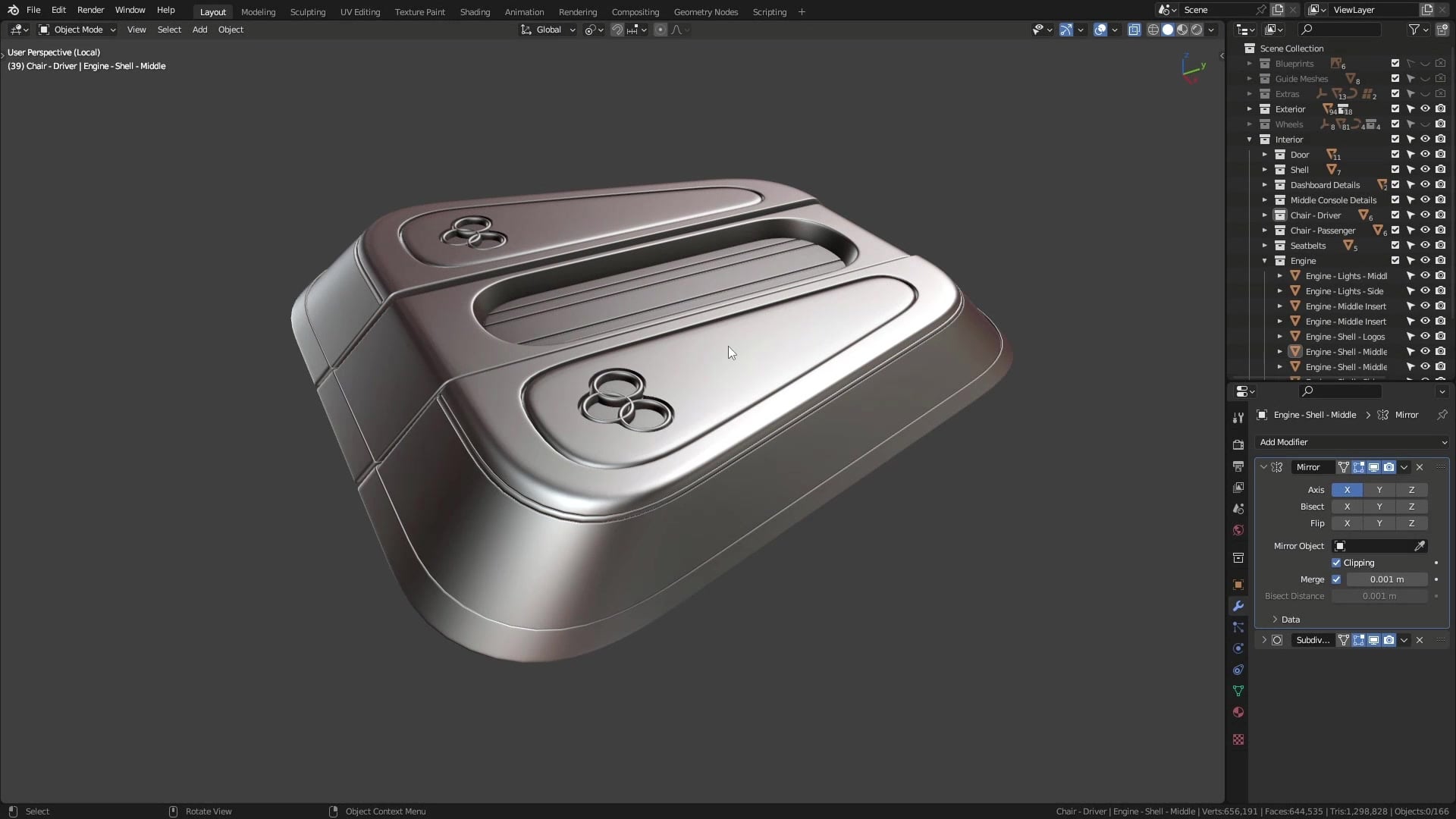 B3D - Cars IO - 25 - Modeling - Interior - Engine Cover - 08 - Final Touches