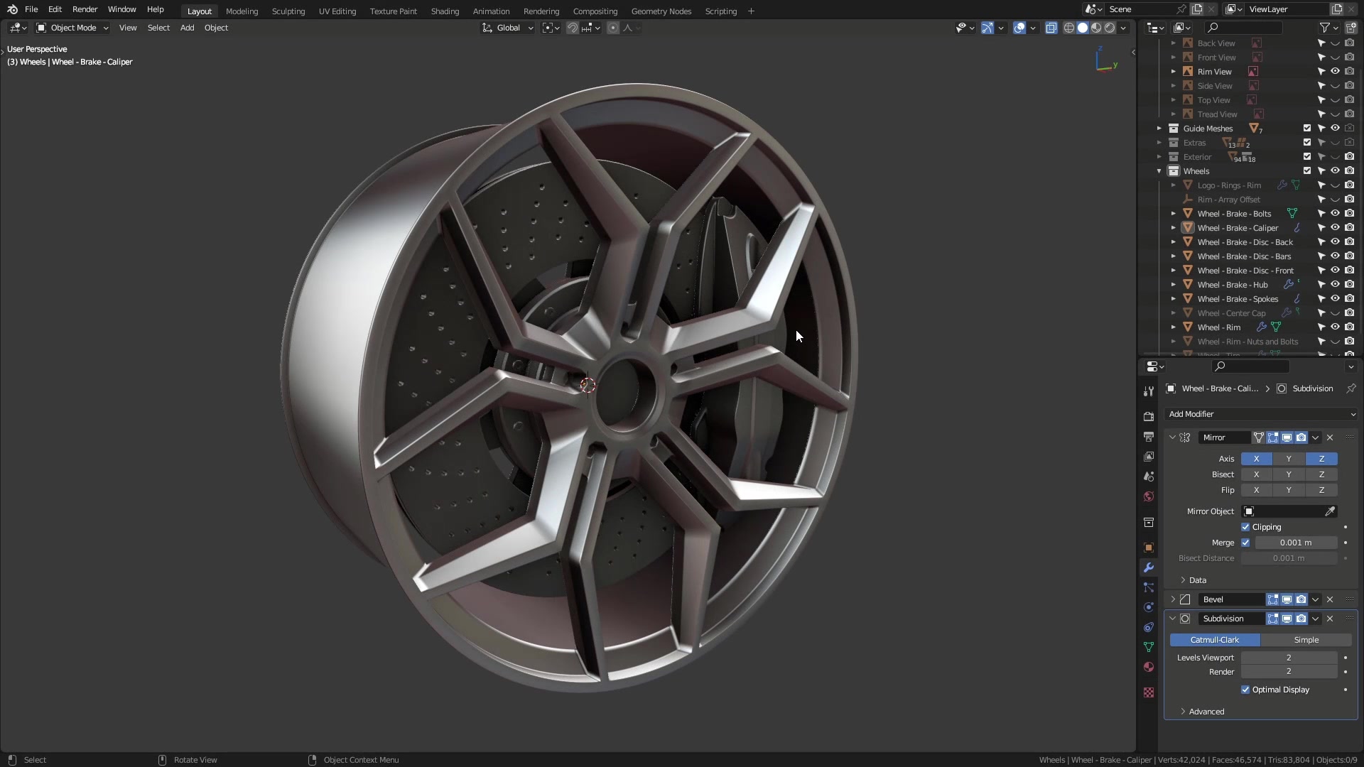 B3D - Cars IO - 17 - Modeling - Exterior - Wheels - 09 - Brake Caliper Details