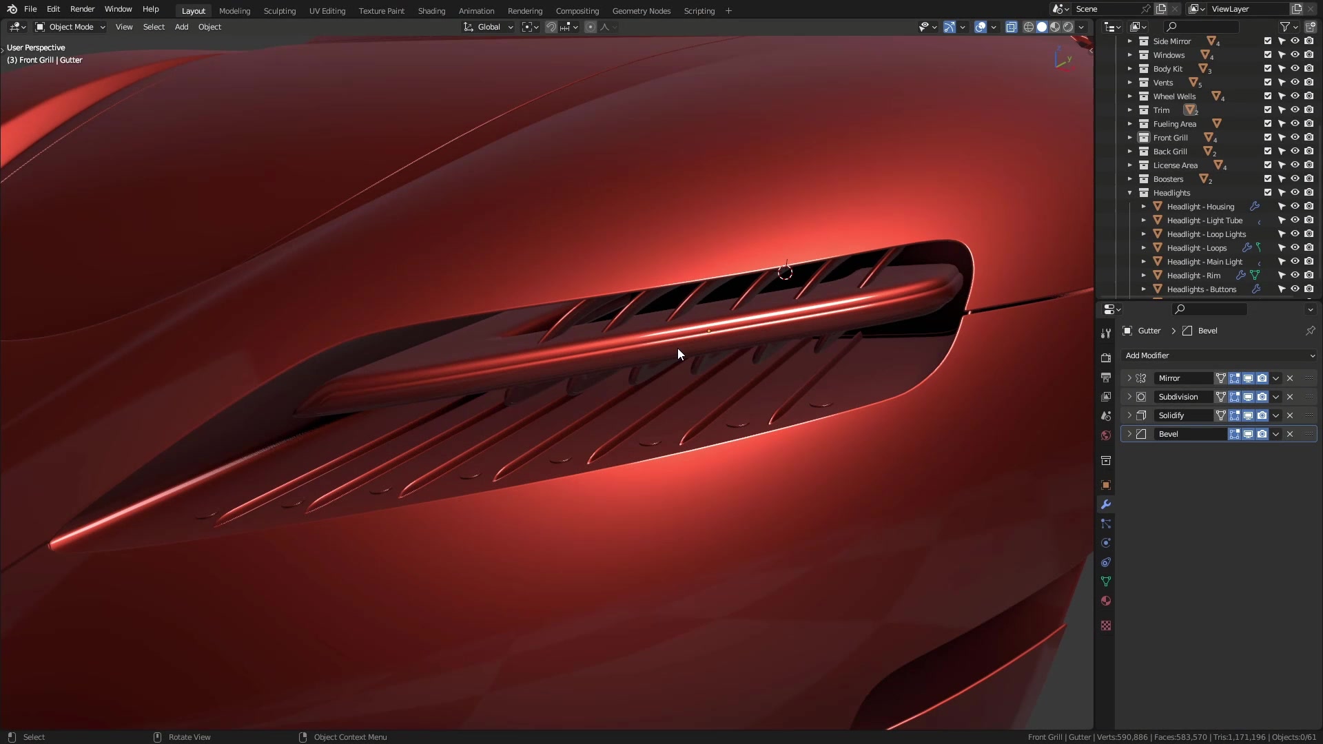 B3D - Cars IO - 12 - Modeling - Exterior - Headlights - 06 - Lens