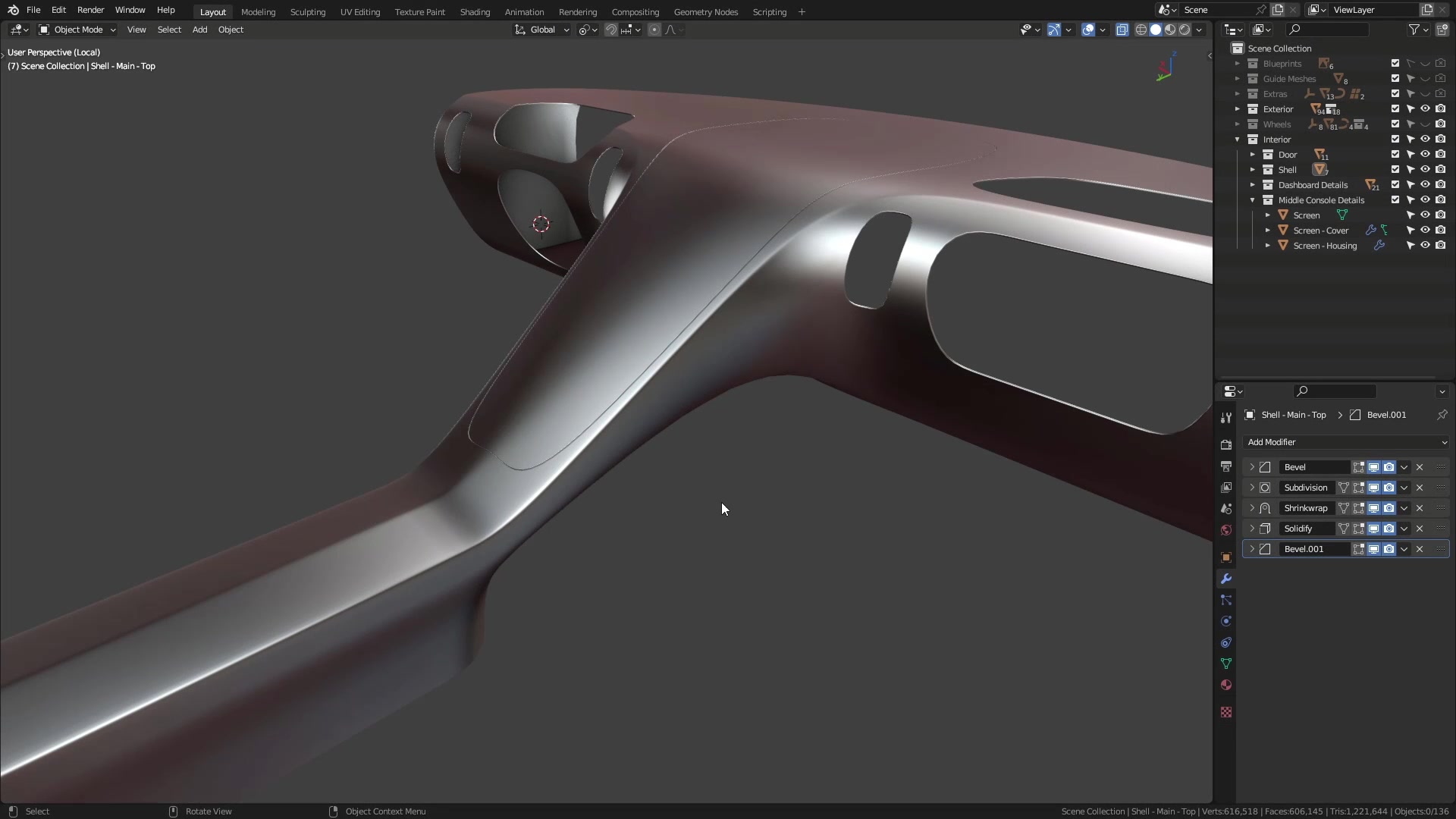 B3D - Cars IO - 22 - Modeling - Interior - Middle Console - 04 - Dial Cutout