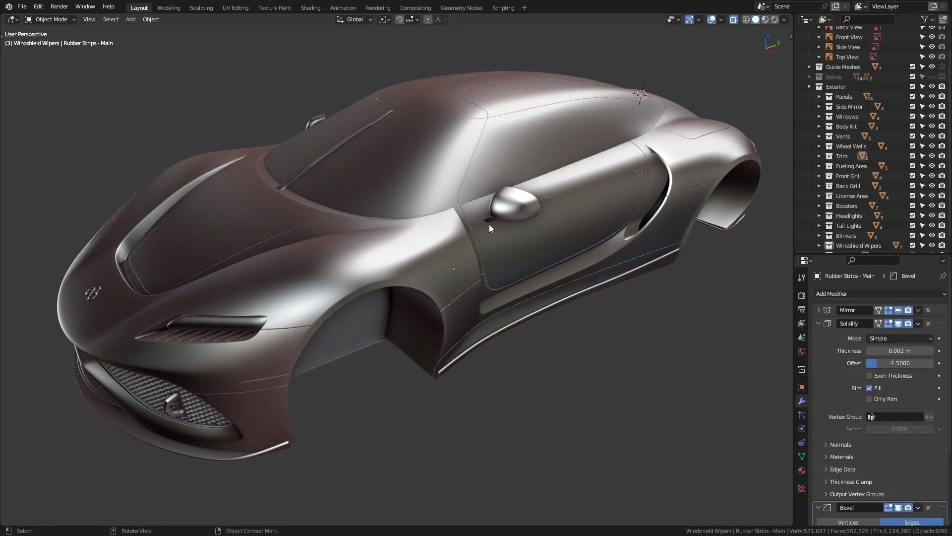B3D - Cars IO - 16 - Modeling - Exterior - Other Details - 07 - Hexagon Meshes