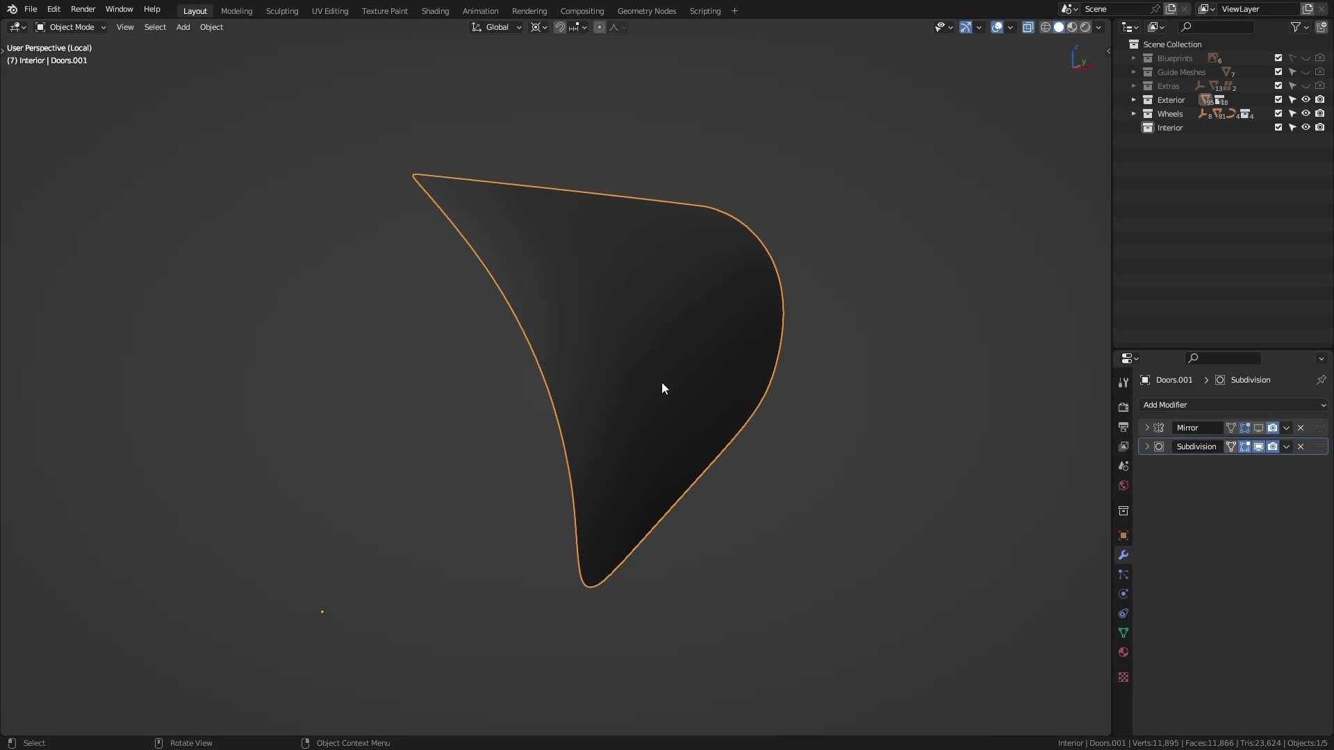 B3D - Cars IO - 18 - Modeling - Interior - Doors - 02 - Door Shell - Part 2